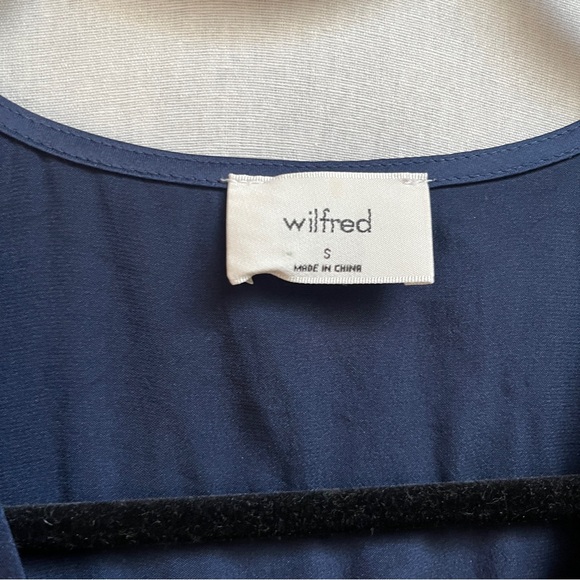 Aritzia Wilfred Navy Satin Button Front Long Sleeve Midi Dress Size S - Picture 9 of 11